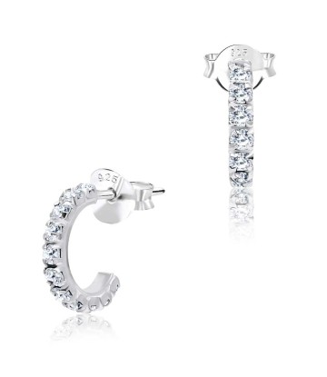 C Shaped with Rhinestone Silver Ear Stud STS-3788